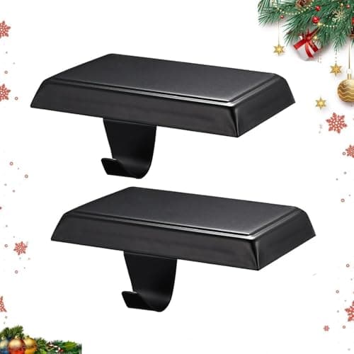 Best Stocking Holders #5 from Guojanfon Guojanfon Christmas Stocking Holders Mantel Stocking Hangers Metal Hanging Hooks Stocking Holders Bases for Fireplace Free Standing Christmas Xmas Party Decoration (2 Black, 2)