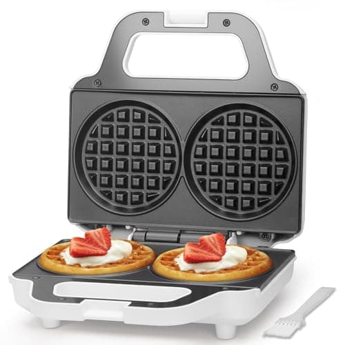 Best Mini Waffle Maker Machines #9 from SugarWhisk SugarWhisk 4 Inch Double Mini Waffle Maker Machine, Chaffle Maker, Waflera Electrica, Small Waffle Iron for Waffles, Keto Chaffles, Hash Browns, Cookies, Non-stick Plates