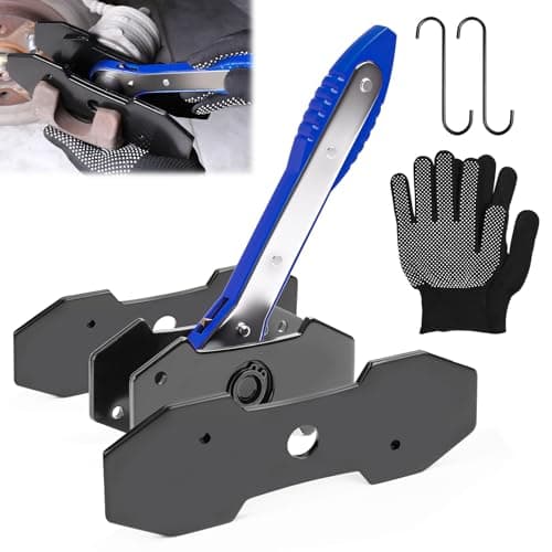 Best Automotive Tools #10 from PHYRLRDOW Brake Caliper Compression Tool,360° Swing Ratchet Switch With Additional 2 pcs Large Steel Plate and 2 Hooks&Nylon Grip Work Gloves for Single/Twin/Quad Piston,Disc Brake Repair/Car,Truck,SUV(Blue)