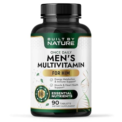 Best Multivitamins for Men #6 from Built by Nature Built by Nature Multivitamin for Men – Mens Multivitamins & Vitamins for Men – Daily Immune, Energy & Heart Health Support – Once Daily Mens Multivitamin Supplement – 90 Tablets