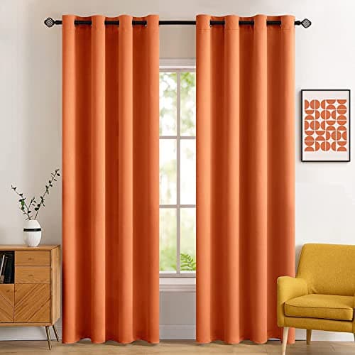 Best Orange Window Curtains #1 from MIULEE MIULEE 2 Panels Orange Blackout Curtains Room Darkening Thermal Insulated Fall Drapes Solid Window Treatment Set Grommet Top Light Blocking Curtain for Living Room/Bedroom 52 x 84 inch