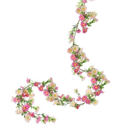 Best Spring Garlands #1 from HO2NLE Silk Flower Garland Pink Wildflower Garland with Artificial Sunflower Daisy 6.5Ft Fake Hanging Vines for Party Wall Home Party Backdrop Wedding Indoor Baby Shower Decorations