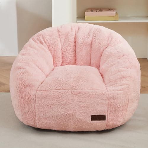 Best Pink Bean Bag Chairs #3 from MAXYOYO MAXYOYO Bean Bag Chair for Kids, Shell Shaped Bean Bag Couch for Boys and Girls, Toddler Chair Bean Bag Sofa for Playroom, Nursery Room, Pink