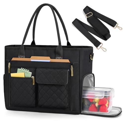 Best Maxtop Backpackes #10 from RAINSMORE RAINSMORE Teacher Tote Bag with Insulated Lunch Compartment 15.6 inch Laptop Bag for Women Lightweight Work Bags Nurse Bags Professional Briefcase Computer Handbag for Office, College, Nursing, Black