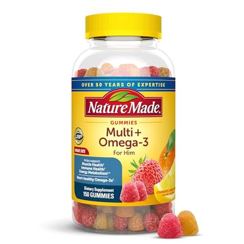 Best Vitamins for Men #1 from Nature Made Nature Made Mens Multivitamin Gummies with Omega-3, Mens Gummy Multivitamins for Daily Nutritional Support, 150 Gummy Vitamins and Minerals, 75 Day Supply