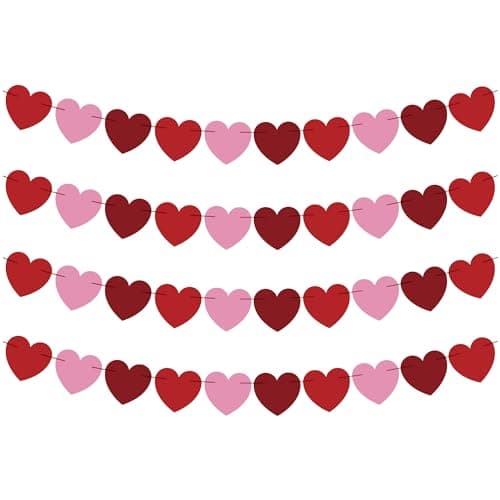 Best Valentine's Day Decors #9 from OHOME OHOME Valentines Day Decorations - Heart Valentines Garland - 40 Pack Valentine's Day Backdrop Banner Valentine's Day Accessories Party Favors for Door Wall Classroom School Home-Valentines Day Decor