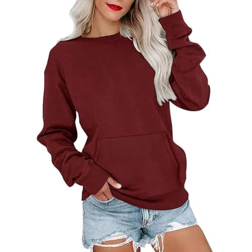 Best Pink Hoodies for Women #4 from Generic Women'S Fashion Hoodies Sweatshirts Womens Casual Crewneck Sweatshirts Long Sleeve Cute Tops Loose Fitting Pullovers A-2-Wine Cute Oversized Hoodies Small