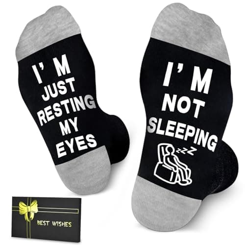Best New Year Gifts for Men #9 from Dealswin Dealswin Gifts for Dad: Birthday Gift Christmas Stocking Stuffers for Men Fathers Husband, I'm Not Sleeping I'm Just Resting My Eyes Funny Socks, White Elephant Gifts for Adults