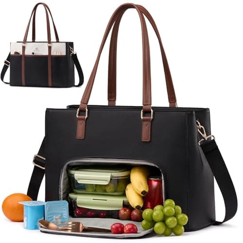 Best Maxtop Backpackes #8 from LOVEVOOK LOVEVOOK Lunch Bag for Women, Leather Laptop Tote Bag with Insulated Lunch Compartment, 15.6 Inch 2 in 1 Lunch Tote for Business, Work, Teacher, Nurse, Office, College, Casual