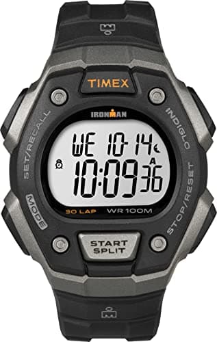 Best Digital Watch #5 from Timex Timex Men's Ironman Triathlon Classic 30 38mm Watch – Gray & Black Case with Black Resin Strap