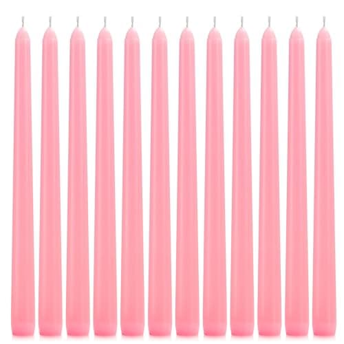 Best Pink Candles #2 from Allgreen 12 Pack Pink Taper Candles - Taper Candles 10 Inch Dripless, Smokeless & Unscented - 8 Hours Long Burning - Tall Candlesticks - Ideal for Weddings, Dinner Parties, Home Decor, Birthday Party