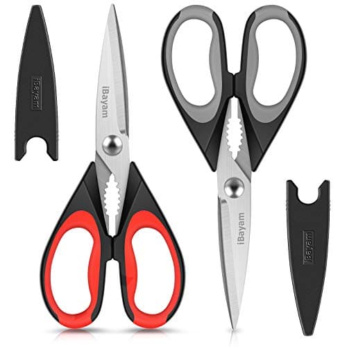 Best Kitchen Shears #2 from iBayam iBayam Kitchen Scissors All Purpose Heavy Duty, Kitchen Utensils Set, Stainless Steel Cooking Utensils Gadgets, Meat Poultry Food Shears Dishwasher Safe Utility Tools Home Gift, with Protective Sheath