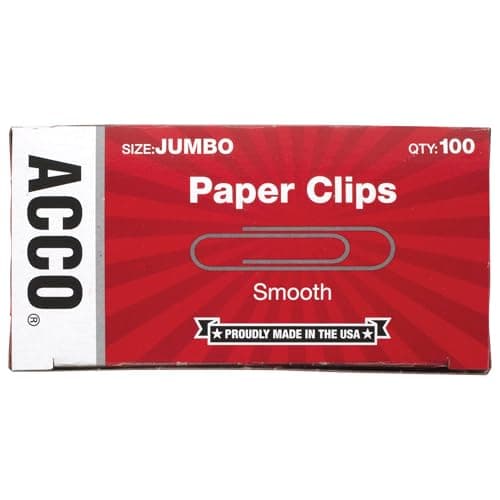 Best Paper Clips #5 from ACCO Brands ACCO Paper Clips, Jumbo, Smooth, 100 Clips/Box, 1 Box (72580)