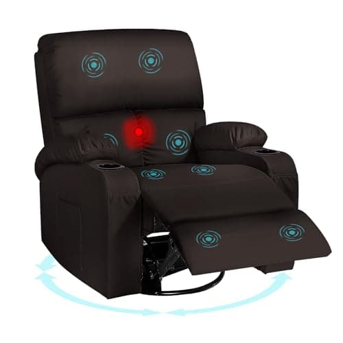Best Massage Recliners #4 from LAFWELL LAFWELL Rocking Recliner Chair, Massage Rocker Recliner Chair with Vibration Massage and Heat,360ยฐ Swivel Recliner Chairs, Living Room, Bedroom, Nursery, RV, Brown