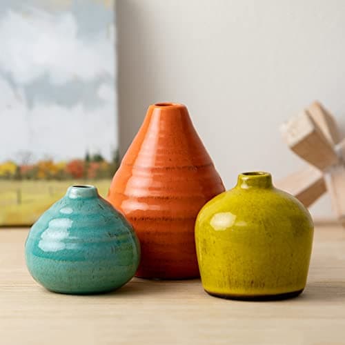 Best Orange Vases #4 from Sullivans Sullivans Ceramic Vase Set- 3 Small Vases, Rustic Home Décor, Modern Farmhouses; Ideal Shelf Décor, Table Décor, Bookshelf, Mantle, Multicolored (CM2219)