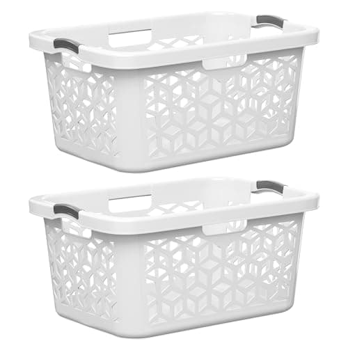 Best Laundry Baskets #9 from EconoHome EconoHome Laundry Basket - Large 2 Bushel Laundry Basket with Handles - Stackable Plastic Hamper for Dirty Clothes - Storage Bin & Organizer for Bathroom, Bedroom - White, 70.5L Capacity – Heavy Duty