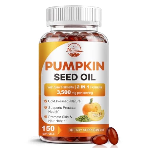 Best Pumpkin Seed Oils #6 from Nature's live Pumpkin Seed Oil with Saw Palmetto, 3500mg Max Strength per Serving, 150 Softgels, Cold-Pressed with Essential Fatty Acids & Phytosterols, Supports Immune, Hair, Bladder & Prostate Health