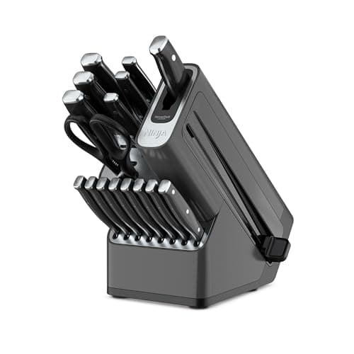 Best Knife Sets #7 from Ninja Ninja K32017 Foodi NeverDull Premium Knife System, 17 Piece Knife Block Set with Built-in Sharpener, German Stainless Steel Knives, Black