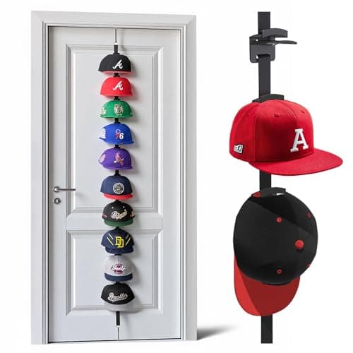 Best Hat Racks #10 from Aoodaily Aoodaily Hat Rack for Door - Two-Way Hanging Caps with Display Hooks and Hanger, Hat Organizer for Baseball Caps, Over the Door Hat Storage Organizer for Bedroom, Entrance or Garage Doors - 1 Pack