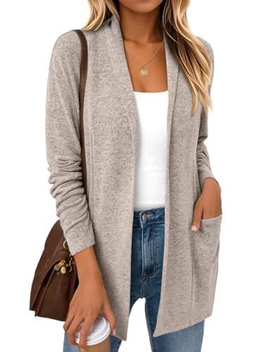 Best Cardigan for Women #8 from LILLUSORY LILLUSORY Cardigan Sweaters for Women Lightweight Open Front Cardigans Casual Loose 2025 Fall Sweater with Pockets CoffeeGrey L