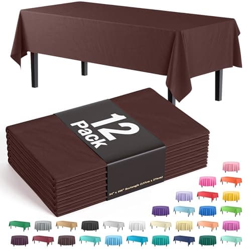 Best Brown Tableclothes #6 from Exquisite Exquisite 12-Pack Premium Plastic Tablecloth 54in. x 108in. Rectangle Table Cover - Brown