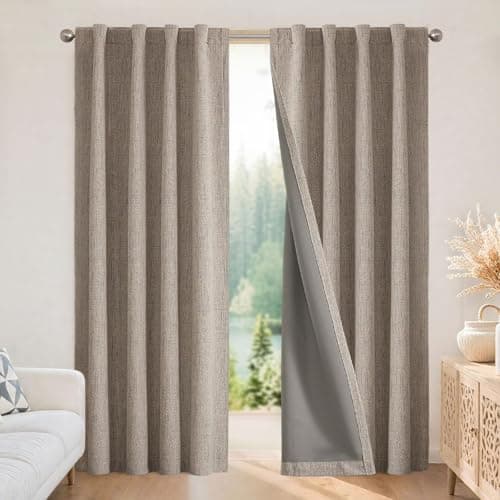 Best Window Curtains #6 from Joydeco Joydeco Blackout Curtains for Bedroom - Nature Linen 84 Inch Long 100% Light Blocking 2 Panels Set, Rod Pocket & Back Tabs Living Room Drapes, Thermal Insulated Room Darkening Window Curtains