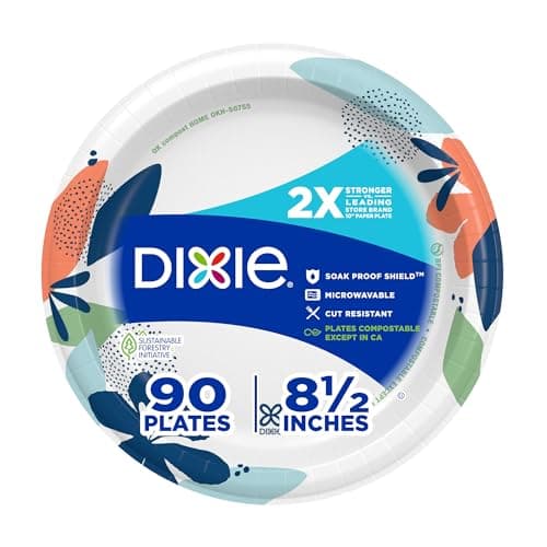 Best Plastic Plates #8 from Dixie Dixie Medium Paper Plates, 8.5 Inch, 90 Count, 2X Stronger*, Microwave-Safe, Soak-Proof, Cut Resistant, Disposable Plates For Everyday Breakfast, Lunch, & Dinner Meals