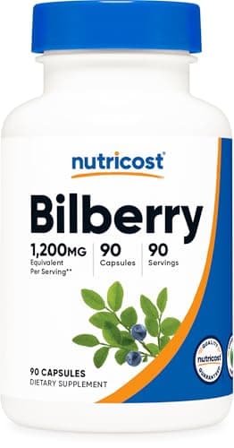 Best Bilberry Supplements #6 from Nutricost Nutricost Bilberry Capsules 1200mg Equivalent (90 Vegetarian Capsules) - Gluten Free and Non-GMO