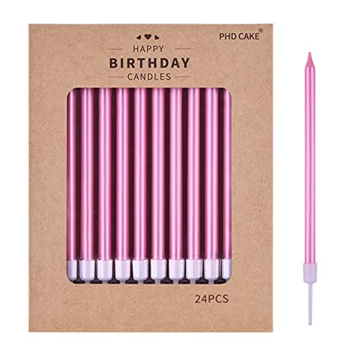 Best Pink Candles #5 from PHD CAKE PHD CAKE Pink Long Thin Metallic Birthday Candles, Cake Candles, Birthday Parties, Wedding Decorations, Party Candles