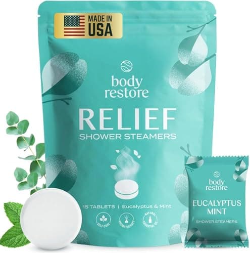 Best Bath Bombs #7 from Body Restore Body Restore Shower Steamers Aromatherapy 15 Pack - Christmas Stocking Stuffers for Men, Birthday Gifts for Women, White Elephant, Relaxation, Self Care - Eucalyptus
