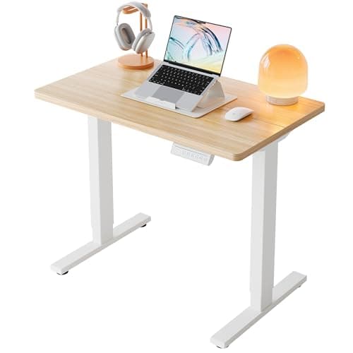 Best Standing Desks #2 from HUANUO HUANUO 32" Small Electric Standing Desk Adjustable Height, 4 Memory Height Settings, Sit Stand Up Desk for Home Office & Computer Workstation, LightWalnut