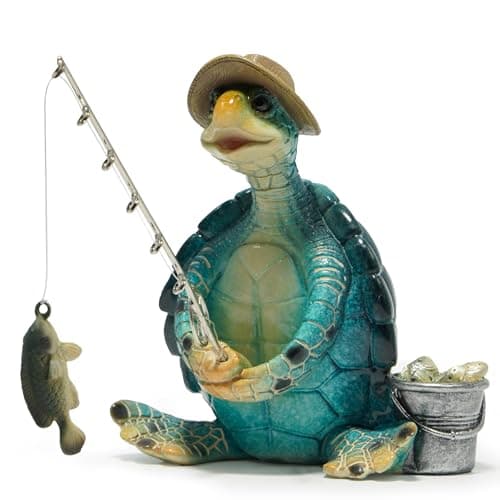 Best Fish Decors #10 from Hodao Hodao Sea Turtle Fishing Figurines Decoration Summer Turtle Crafts for Home Office Desk Decor Statue for Tabletop Shelf Decoration Ornament Gifts Decor for Beach Place (Blue)
