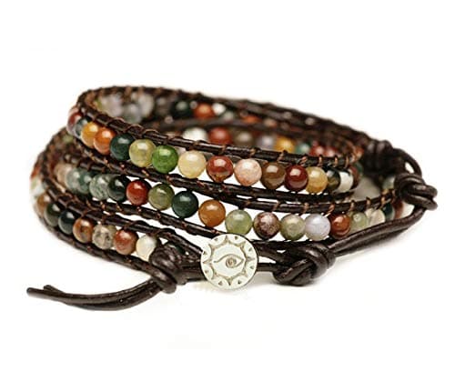 Best Handmade Bracelets #3 from BLUEYES COLLECTION BLUEYES COLLECTION "Hot Mix Color India Agate Stainless Steel Snap Button Lock Genuine Leather Bracelet