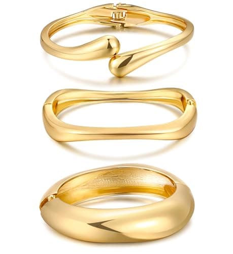 Best Gold Bracelets for Women #1 from iF YOU Chunky Gold Bangle Bracelets for Women, Dainty 14k Gold Plated Big Stackable Bangles Set, Trendy Cuff Bracelet Stack Fashion Jewelry Gifts (A1-gold)