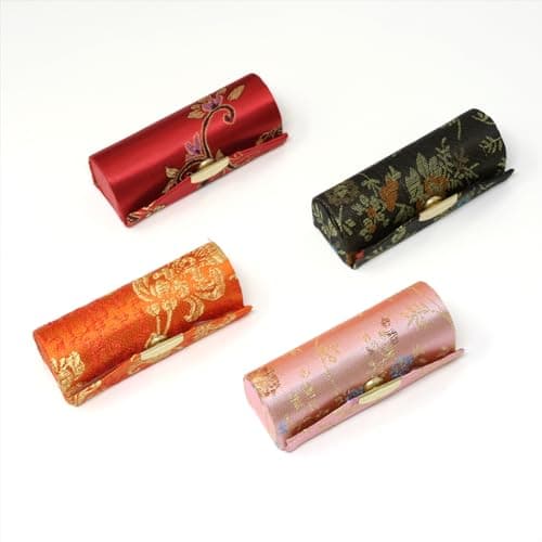 Best Lipstick Cases #3 from yueton yueton 4 Pack Chinese Style Brocade Lipstick Case Unique Woven Satin Lipstick Holder Lipstick Box with Mirror for Women, Random Colors