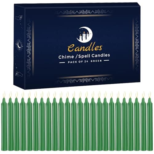 Best Green Candles #10 from Thleunei 24 Pack Green Spell Chime Candles – Premium Mini Unscented Taper Candles for Rituals, Prayer, Meditation, Altar, Spells – 4" Tall – Ideal for Witches & Spiritual Practices