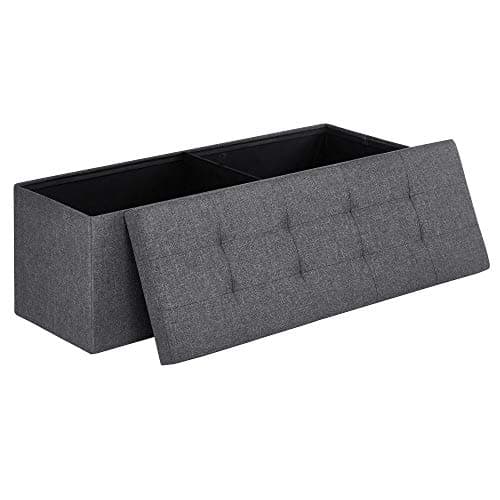 Best Home Furnitures #2 from SONGMICS SONGMICS MAZIE Collection - 43 Inches Folding Storage Ottoman Bench, Ottoman Foot Rest, End of Bed Bench, Storage Chest, Load 660 lb, for Living Room, Bedroom, Entryway, Dark Gray ULSF77K