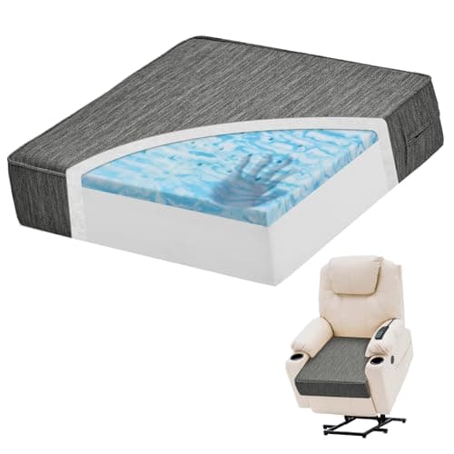 Best Tempur-Pedic products #9 from baibu baibu Dual-Layer Gel Memory Foam Recliner Cushions for Elderly, 18x18x4 Inch Thick Non-Slip Recliner Seat Cushion Suitable for Couches, Armchair, Wheelchair, Gray