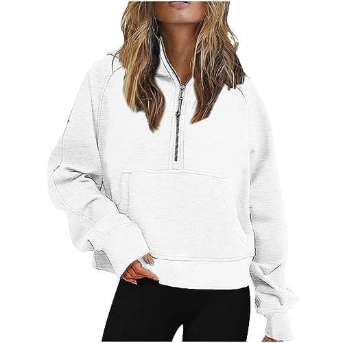Best Pink Hoodies for Women #7 from SMIDOW Half Zip Up Hoodie For Women Trendy 2023 Fall y2k Outfits Oversized Long Sleeve Hooded Sweatshirt Pullover