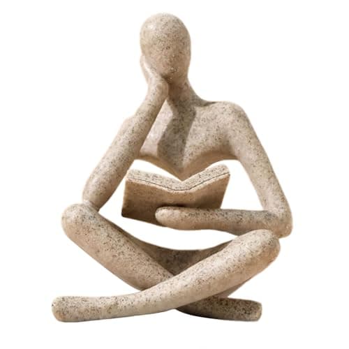 Best Modern Home Decors #8 from UTTCMK UTTCMK Bookshelf Decor Thinker Statue - Abstract Art Reading Thinker Sculpture Figurine Aesthetic, Modern Home Decoration for Living Room Office Shelves Coffee Table Desk Decor(Beige)