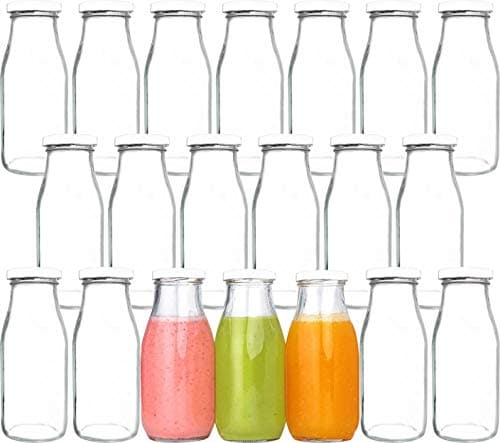 Best Glass Milk Bottles #5 from QAPPDA QAPPDA 12 oz Glass Bottles, Glass Milk Bottles with Lids, Vintage Breakfast Shake Container, Vintage Drinking Bottle with Chalkboard Labels and Pen for Party,Kids,Set of 20