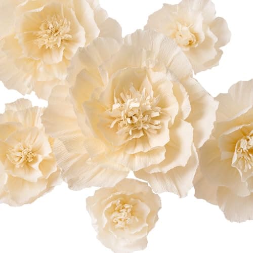 Best Paper Flower Decors #2 from MEJOY MEJOY Crepe Paper Flowers Decoration for Wall, Flowers for Wedding Decor,Flower Backdrop Decor,Baby Shower,Birthday Party,Photo Backdrop,Archway Decor, Nursery Wall Decor(Beige,Set of 6)