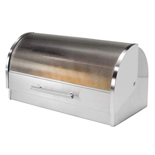 Best Bread Boxes #5 from Oggi Oggi Stainless Steel Roll Top Bread Box for Kitchen Countertop with Tempered Glass Lid - Fits Multiple Large Loaves of Bread and Other Freshly Baked Goods Including Cookies, Bagels, Muffins