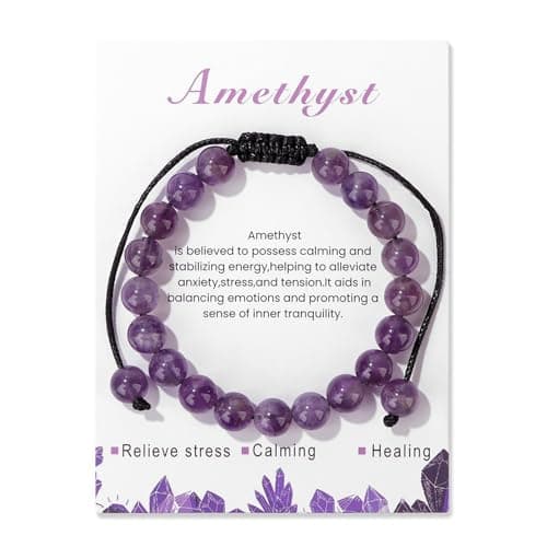 Best Handmade Bracelets #4 from Lit Wall Lit Wall Amethyst Bracelet 8mm Handmade Adjustable Purple Beaded Healing Crystal Bracelet for Women