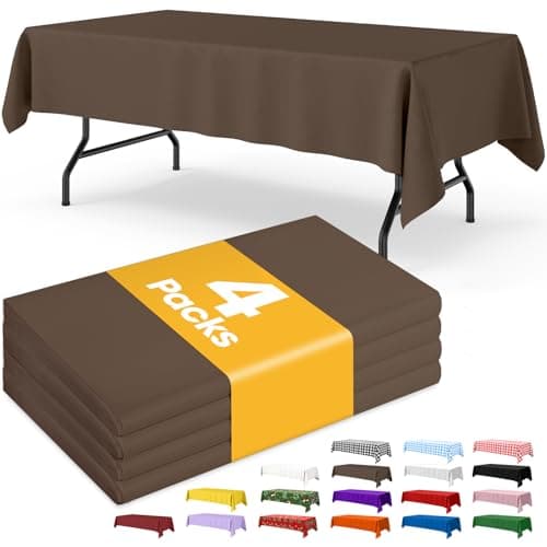 Best Brown Tableclothes #10 from Niuara Niuara Brown Plastic Table Cloth - 4 Pack 54" × 108" Rectangle Disposable Tablecloths for 6FT Tables, Waterproof Table Cover for Party, Holiday & Gathering Use