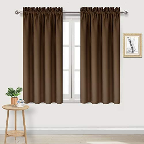 Best Brown Window Curtains #9 from DWCN DWCN Blackout Curtains Thermal Insulated Energy Saving Bedroom and Kitchen Curtains Window Treatments, W 38 x L 45 Inch, Set of 2 Brown Rod Pocket Drapes