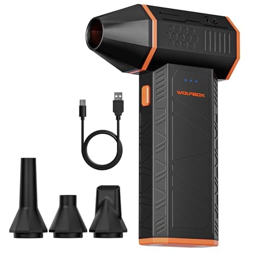 Best Computer Accessories #7 from WOLFBOX WOLFBOX MF50 Compressed Air Duster-110000RPM Super Power Electric Air Duster, 3-Gear Adjustable Mini Blower with Fast Charging, Dust Blower for Computer, Keyboard, House, Outdoor and Car