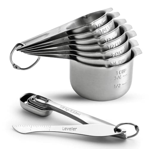 Best Measuring Cup Sets #10 from Spring Chef Spring Chef Stainless Steel Measuring Cups and Spoons Set of 14 with Leveler, Nesting Kitchen Metal Measuring Cups and Spoons Set for Dry and Liquid Ingredients, Perfect for Cooking & Baking