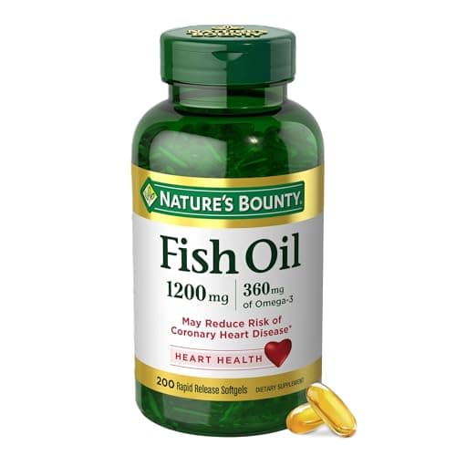 Best Fish Oil Capsules #10 from Nature's Bounty Nature's Bounty Fish Oil Omega 3 Supplements - Supports Heart Health, 1200 Mg Fish Oil, Omega-3, 200 Softgels (Pack of 1)