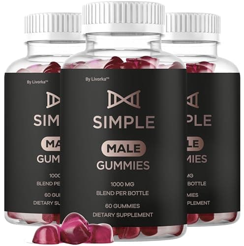 Best Vitamins for Men #8 from LIVORKA (3 Pack) Simple Male Gummies - Official SimpleMale Advanced Supplement For Men Support - Maximum Strength, Natural Simple Gummys Vitamins For Overall Health & Wellness Review, 180 Gummies For 3 Months
